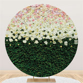 Lofaris Round Pink White Floral Green Leaves Wedding Backdrop